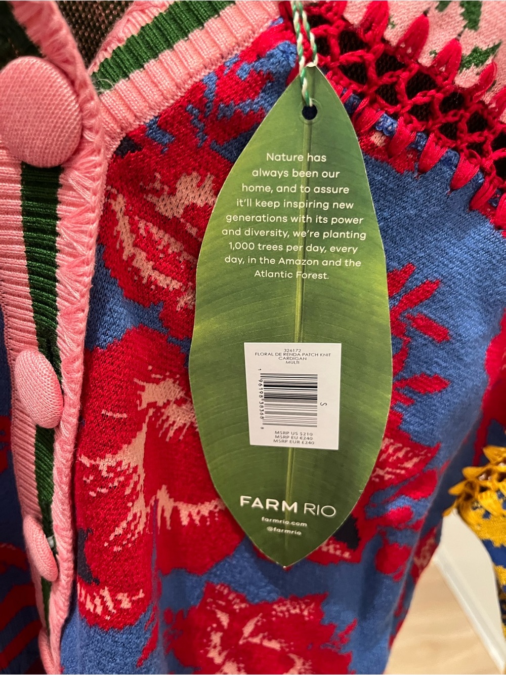 NWT FARM Rio Floral De Renda Patch Knit Cardigan S - Picture 8 of 8